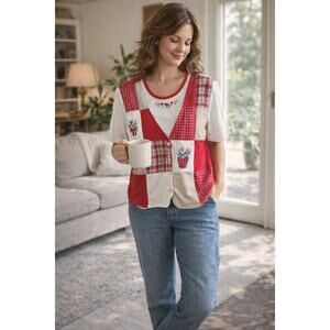Vintage Jantzen Patchwork Top Embroidered Cottagecore Grandma Chic USA Unique